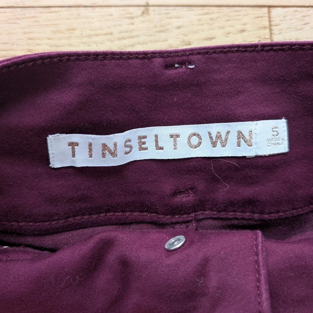 Tinseltown Womens High Rise Skinny‎ Pants Plum Purple Double Button Size 5